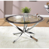 Coaster Furniture 702588 Glass Top Coffee Table Chrome and Black